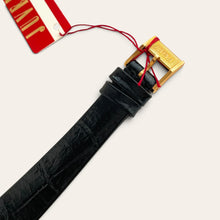 Load image into Gallery viewer, Vintage Juvenia Mechanical Watch Black Dial Gold Rope Bezel 1970s Swiss