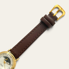 Load image into Gallery viewer, Vintage Imado Sun & Moon Quartz Watch - Brown Leather Strap