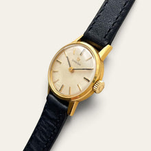 Load image into Gallery viewer, Vintage Omega Ladies Mechanical Watch Gold-Tone Silver Dial Leather