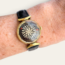 Load image into Gallery viewer, Vintage Ernest Borel Cocktail Mechanical Watch Black Kaleidoscope Dial