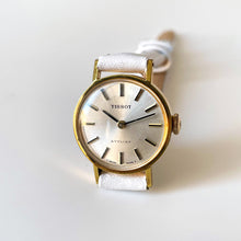 Load image into Gallery viewer, Gold-Plated Tissot Mechanical Watch with White Leather Strap