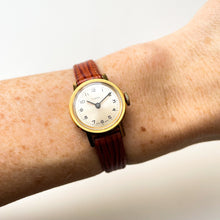 Load image into Gallery viewer, Gold-Plated Timex Mechanical Watch with Round Silver Dial