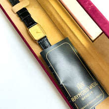 Load image into Gallery viewer, Ladies' Raymond Weil Tank Style Quartz Watch With Gold-Plated Case and Leather Strap