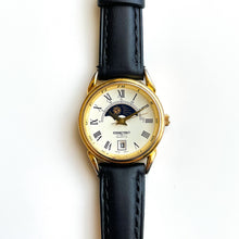 Load image into Gallery viewer, Vintage Constant Sun & Moon Phase Watch with Black Leather Strap