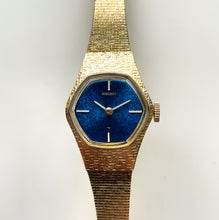Load image into Gallery viewer, 1974 Gold-Tone Seiko Mechanical Watch with Blue Dial