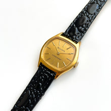 Load image into Gallery viewer, Vintage Ladies' Bulova Longchamp Mechanical Watch with Black Leather Strap