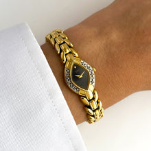 Load image into Gallery viewer, Rare Vintage 1993 Gold-Plated Ladies' Seiko Quartz Watch With Diamond Bezel