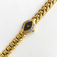 Load image into Gallery viewer, Rare Vintage 1993 Gold-Plated Ladies' Seiko Quartz Watch With Diamond Bezel
