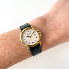 Load image into Gallery viewer, Vintage Ladies' Gold-Plated Raymond Weil Quartz Watch with Black Leather Strap