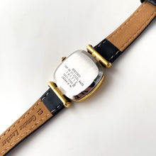 Load image into Gallery viewer, Very Thin 1980s Gold-Plated Ladies' Seiko Exceline Watch with Black Leather Strap