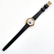 Load image into Gallery viewer, Vintage Ladies Alfex Moon Phase Watch with Black Leather Strap
