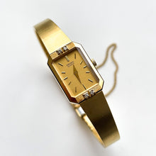 Load image into Gallery viewer, Ladies' 1990s Rectangular Seiko Quartz Watch With Gold-Plated Case and 4 Diamonds