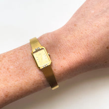 Load image into Gallery viewer, Ladies' 1990s Rectangular Seiko Quartz Watch With Gold-Plated Case and 4 Diamonds