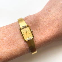 Load image into Gallery viewer, Ladies' 1990s Rectangular Seiko Quartz Watch With Gold-Plated Case and 4 Diamonds