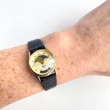 Load image into Gallery viewer, Vintage Ladies Zeon Moon Phase Quartz Watch with Dark Brown Leather Strap