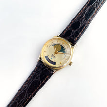 Load image into Gallery viewer, Vintage Ladies Zeon Moon Phase Quartz Watch with Dark Brown Leather Strap