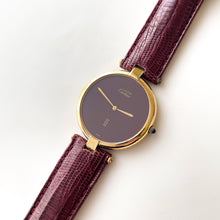 Load image into Gallery viewer, Vintage Cartier Must Vendôme Vermeil Large Quartz Watch - Gold-Plated Silver 925 with Burgundy Dial - Boxed