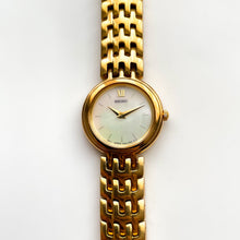 Load image into Gallery viewer, Vintage 1990s Gold-Plated Ladies' Seiko Quartz Watch with Round Mother of Pearl Dial