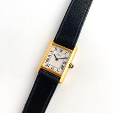Load image into Gallery viewer, Ladies' 1990s Seiko Tank Quartz Watch With Black Leather Strap