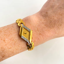 Load image into Gallery viewer, Very Rare 1995 Gold-Plated Asymmetrical Lassale (Seiko) Quartz Watch with Gold Dial and Diamond Set Bezel