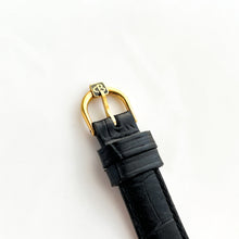 Load image into Gallery viewer, Ladies' Gold-Plated Christian Bernard Quartz Watch with Black Leather Strap