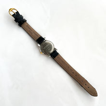 Load image into Gallery viewer, Ladies' Gold-Plated Christian Bernard Quartz Watch with Black Leather Strap