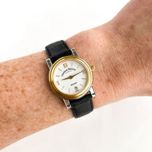 Load image into Gallery viewer, Ladies' Gold-Plated Christian Bernard Quartz Watch with Black Leather Strap