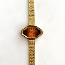 Load image into Gallery viewer, 1970s Gold-Plated Citizen Mechanical Watch with Octagon Case and Orange Dial