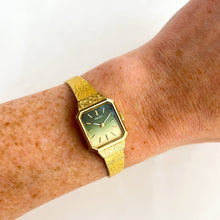 Load image into Gallery viewer, 1978 Gold-Tone Mechanical Seiko Watch with Green Gradient Dial