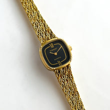 Load image into Gallery viewer, Ladies' Vintage Gold-Plated Tissot Quartz Watch with Braided Bracelet & Black Dial - Boxed