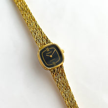 Load image into Gallery viewer, Ladies' Vintage Gold-Plated Tissot Quartz Watch with Braided Bracelet & Black Dial - Boxed