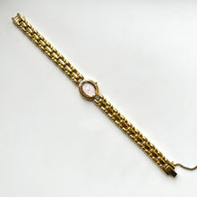 Load image into Gallery viewer, Very Rare 1995 Gold-Plated Lassale (Seiko) Quartz Watch with Light Pink Dial and Oval Diamond Set Bezel