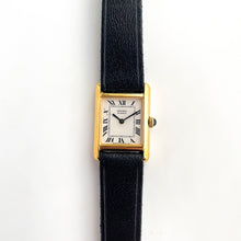 Load image into Gallery viewer, Ladies' 1990s Seiko Tank Quartz Watch With Black Leather Strap