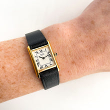 Load image into Gallery viewer, Ladies' 1990s Seiko Tank Quartz Watch With Black Leather Strap