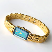 Load image into Gallery viewer, Very Rare 1995 Gold-Plated Lassale (Seiko) Quartz Watch with Stunning Blue and Pink Dial and Faceted Glass