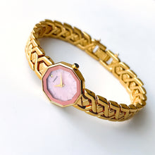Load image into Gallery viewer, Very Rare 1990s Gold-Plated Lassale (Seiko) Quartz Watch with Pink Dial and Faceted Crystal