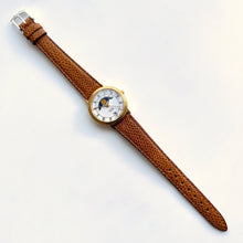 Load image into Gallery viewer, Vintage Ladies Alfex Moon Phase Quartz Watch with Brown Leather Strap