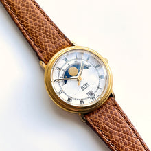 Load image into Gallery viewer, Vintage Ladies Alfex Moon Phase Quartz Watch with Brown Leather Strap