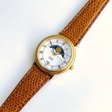 Load image into Gallery viewer, Vintage Ladies Alfex Moon Phase Quartz Watch with Brown Leather Strap