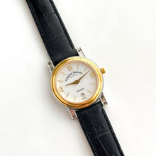 Load image into Gallery viewer, Ladies' Gold-Plated Christian Bernard Quartz Watch with Black Leather Strap