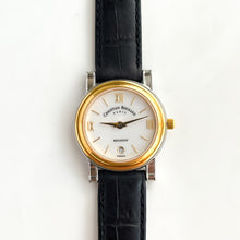 Load image into Gallery viewer, Ladies' Gold-Plated Christian Bernard Quartz Watch with Black Leather Strap