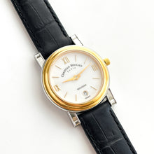 Load image into Gallery viewer, Ladies' Gold-Plated Christian Bernard Quartz Watch with Black Leather Strap