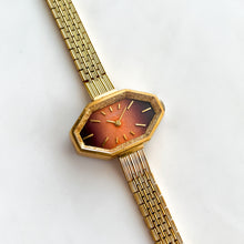 Load image into Gallery viewer, 1970s Gold-Plated Citizen Mechanical Watch with Octagon Case and Orange Dial