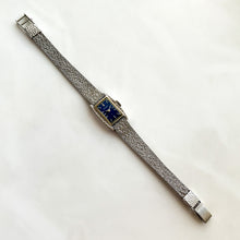 Load image into Gallery viewer, 1972 Silver-Tone Seiko Mechanical Watch with Blue Dial and Mesh Bracelet