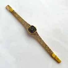 Load image into Gallery viewer, Ladies' Vintage Gold-Plated Tissot Quartz Watch with Braided Bracelet & Black Dial - Boxed