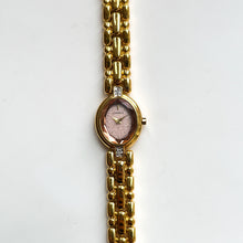 Load image into Gallery viewer, Very Rare 1995 Gold-Plated Lassale (Seiko) Quartz Watch with Light Pink Dial and Oval Diamond Set Bezel
