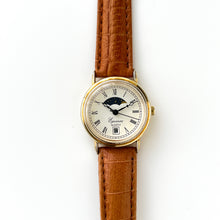 Load image into Gallery viewer, Ladies' 90s Moon Phase Equinox Quartz Watch with Brown Leather Strap