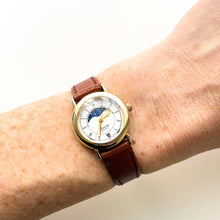 Load image into Gallery viewer, Vintage Ladies' Accurist Moon Phase Quartz Watch with Brown Leather Strap