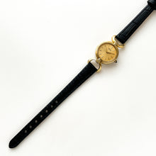 Load image into Gallery viewer, Rare 1980 Gold-Plated Ladies' Seiko Watch with Black Leather Strap