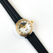 Load image into Gallery viewer, Vintage Sun & Moon Moulin Quartz Watch with Black Leather Strap